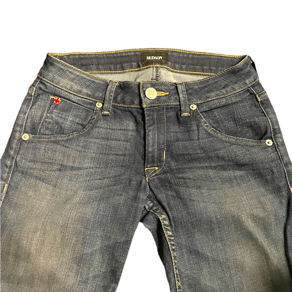 Hudson Cuffed Jeans Dark Wash Destroyed Knees Size 24 - Picture 2 of 6